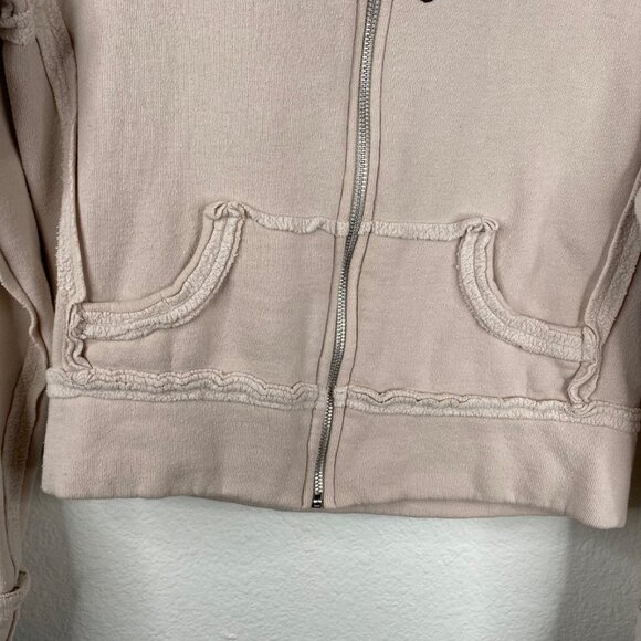 2B Free Zip Up Hoodie Juniors Butterfly Graphic Tan Size XS 90's Y2K - Picture 6 of 13